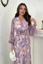 Women's Lilac Drapey Chiffon Dress - 3