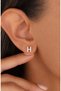 Vip steel minimal h letter double letter earrings with zircon stones - 2