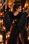 Halloween Black 80x70 Angel Wings, Angel Halo, and Long Lace Gloves 3-Piece Costume Set for Witches - 6