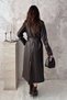 Women's Brown Long Leather Trench Coat - 5