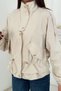 Women's Beige-Lined Snap-Fastened Jacket with Details - 4