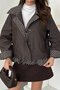 Women's Brown-Lined Polka Dot Ruffled Cotton Jacket - 4