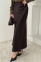 Women's Brown Drapey Satin Skirt - 4