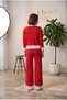 Women's Gold-Buttoned Striped Pants and Cardigan Knit Set - 3