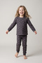 Anthracite Girls' Long-Sleeved Pajama Set with Pink Pattern - 2