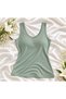 3-Pack - White, Black, Green - Premium Cotton Modal Padded Tank Top for Women, Can Be Worn Without a Bra, Wide-Strap Design, V-Neck, Stretch Ribbed Tank Top - 3