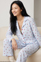 Soft-Textured Winter Knit Button-Down Pajama Set with Blue Cherry Pattern 8088 - 2