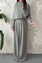 Women's Khaki Cape Top and Bottom Lyocell Two-Piece Set - 4