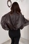 Women's Burgundy Leather Jacket with a Wrinkled Effect - 5