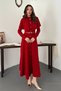 Women's Acrylic-Blend Dress with a Red Cape