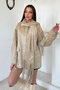 Women's Beige Fringed Suede Jacket