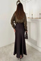 Women's Brown Drapey Satin Skirt - 5