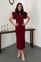Women's Burgundy Stretch Fabric Shimmery Dress