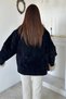 Women's Navy Blue Suede Jacket with Sheep's Wool Collar Detail and Embellishments - 5