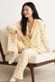 Soft-Textured Winter Knit Button-Up Pajama Set with Yellow Lemon Pattern 8087 - 2