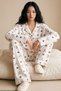 Burgundy with Bow Detail, Soft-Textured, Winter-Weight, Corded Fabric, Buttoned Cotton Knit Pajama Set 7980 - 2