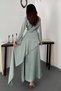 Women's Mint Green Drapey Satin Dress with Side-Tie Detail - 5