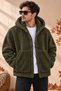 Unisex Hooded Plush Jacket: Winter-Weight, Thick-Textured, Button-Up, Double-Pocketed, Oversized Cardigan - 2