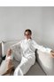 Women's Shirt with Bead Embroidery on Front, Standard Pants Size Suit - 6