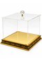 Small Clear Plexiglass Wedding Trousseau Box, 24x24x24 cm, with Gold Embroidery—Engagement, Wedding, and Bride & Groom Gift Box, Includes a Prayer Counter and Prayer Beads - 4