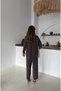 Women's Shirt with Bead Embroidery on Front, Standard Pants Size Suit - 6