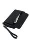 Genuine Leather Clutch Bag with Magnetic Closure, Zipper, and Phone Pocket—Black