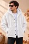 Unisex Hooded Plush Jacket: Winter-Weight, Thick-Textured, Button-Up, Double-Pocketed, Oversized Cardigan - 2