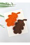 Fall Oak Leaf Snap Button Set—Orange & Brown Maple / Oak Leaf-Shaped Hair Clips for Kids and Women (Set of 2) Hand-Knitted Fall-Themed Accessories - 2