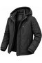 Plus size outdoor hooded water and windproof quilted fleece-lined fiber-filled softshell jacket 7824 - 3
