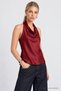 Blouse with Cowl Neckline and Satin Finish LGK0012 BURGUNDY