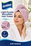 Microfiber Hair-Drying Towel and Hair Cap – Single-Button, Light Lilac - 2