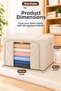 Set of 3 Large Multipurpose Storage Boxes, 60x40x40 cm, Metal Frame, Foldable, Zipper Closure, Water-Repellent Fabric, Cream - 2