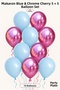 Set of 10 Blue and Chrome Cherry Latex Balloons, 11 Inches, 5+5, for Birthday Party Decorations - 2