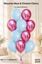 Set of 10 Blue and Chrome Cherry Latex Balloons, 11 Inches, 5+5, for Birthday Party Decorations