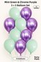 Set of 10 Green and Chrome Purple Latex Balloons, 11 Inches, 5+5, for Birthday Party Decorations - 2