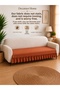 Ruffled, Plain-Weave Terracotta-Color Sofa Cover - 3