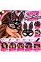 Embroidered Suede Rabbit Mask – Black, Pink, Silver BX