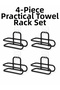 Black Metal Wc Paper Holder Adhesive Wall Mounted Toilet Paper Holder Set 4 Pieces