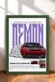 Red American Muscle Car Burning Rubber Framed Art Print Car Poster Wall Decor OTO042