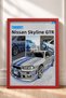 Silver Japanese Sports Car with Blue Stripes, Framed Art Print, Car Poster, Garage or Office Wall Decor OTO034 - 3