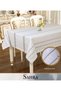 Sahra Model Cappuccino 160x220 cm Polyester Lace-Like Knit Linen Tablecloth, Modern Decor BX - 4