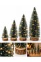 New Year's Tree Set with Snow Effect: 1 LED + (1 x 25 cm, 1 x 20 cm, 1 x 15 cm, 1 x 10 cm) – Set of 4 Fir Trees - 2