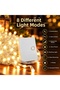 Transparent Wired Warm White LED String Lights with 8 Modes, Interconnectable with Plug-in Connectors—Perfect for Christmas Trees, Balconies, Gardens, and Decorative Lighting - 4