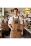 5 Custom-Printed Istanbul Aprons with the Sele Design, Made from Water-Repellent Fabric with Vegan Leather Accents—Professional Aprons