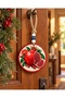1 Large 12cm Red Pomegranate Patterned Round Wall and Door Decoration with Evil Eye Beads, Symbolizing Abundance and Prosperity. - 3