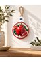 1 Large 12cm Red Pomegranate Patterned Round Wall and Door Decoration with Evil Eye Beads, Symbolizing Abundance and Prosperity. - 2