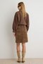 Camel Suede Look Midi Denim Skirt Twoaw27Et00154 - 4