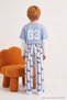 Ecru Boys' Balloon-Print Striped Pattern Jeans with Pockets TKDAW27JE00025 - 2