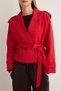 Red Premium Woven Crop Blazer Jacket Twoss24Bc00010 - 4