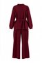 Burgundy Belted Dressing Gown-Pants Knitted Large Size Pajamas Set Tbbaw27Ai00035 - 3